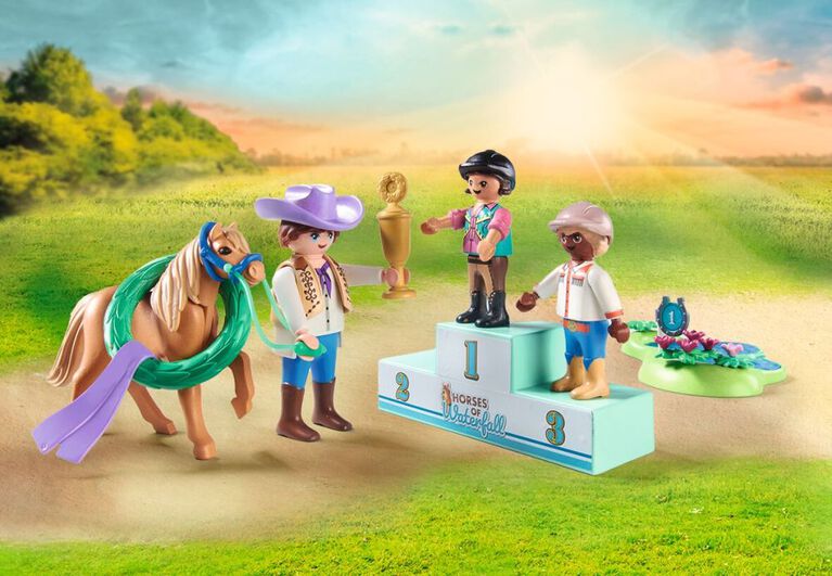 Playmobil - Cavaliers avec poneys et saut d'obstacles
